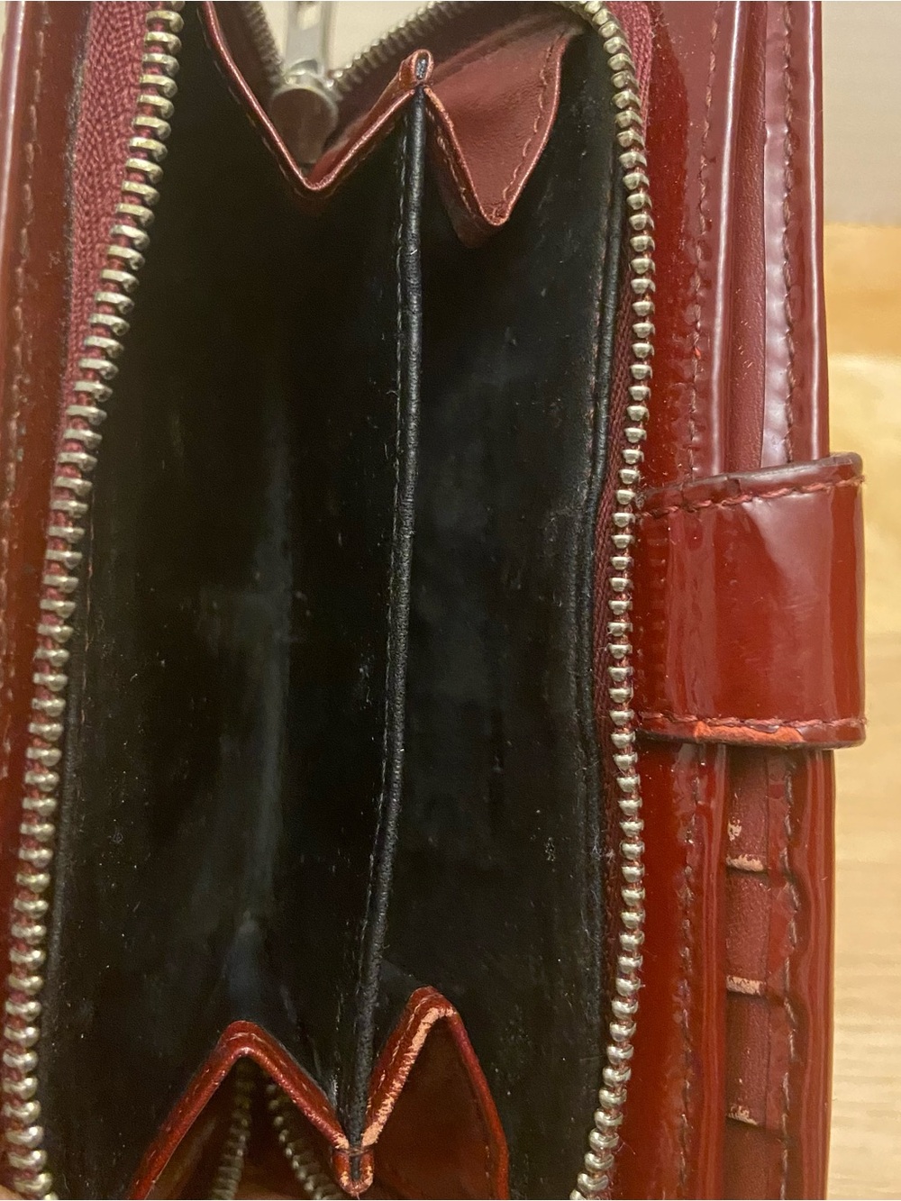 Burberry Classic Nova Check Pattern Compact Wallet Burgundy with Silver Metal. - Picture 13 of 13